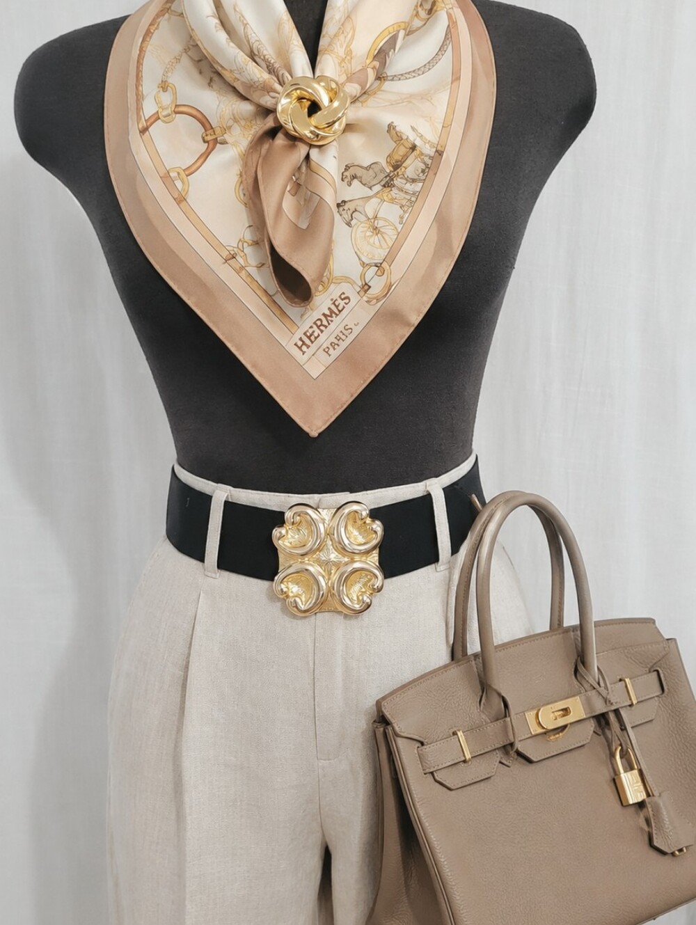 Elastic ORNATE Belt + Scarf  Clip